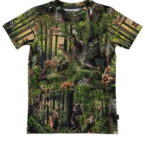 Molo Organic Cotton Kids Forrest Life Short Sleeved Shirt Size: 5
